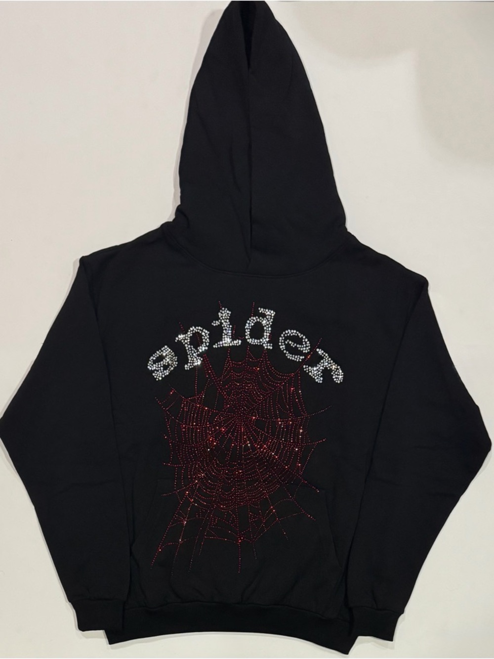 Black & Red VVS Rhinestone Spider Hoodie Size Medium